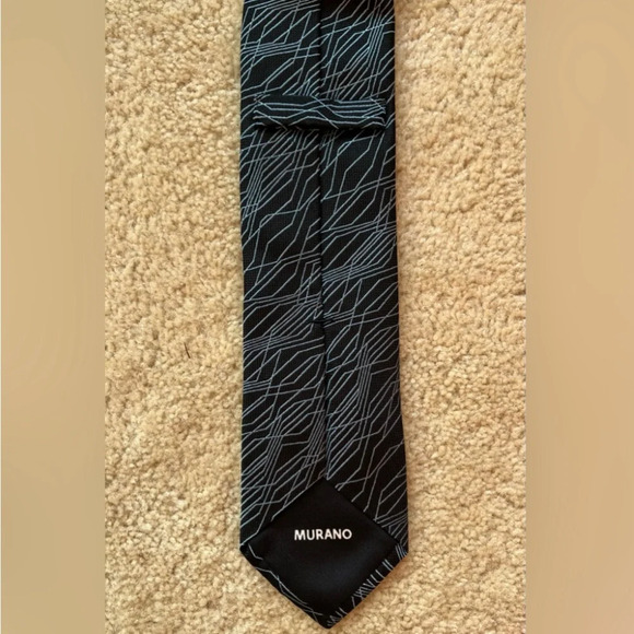 Murano Men's 100% Black Silk Tie - Abstract - Hand Tailored in USA - Picture 2 of 6